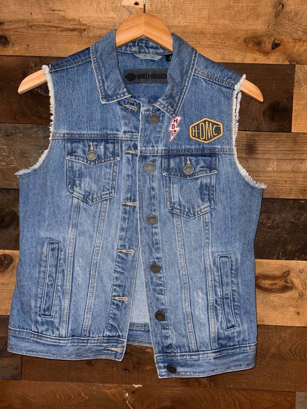 Harley-Davidson HDMC Milwaukee Metal Skull Graphics Denim Vest - Picture 2 of 7